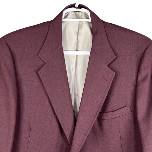 Sutter & Grant Mens 44L Burgundy Wool Blazer Gold Crest Buttons Academia Preppy - Picture 8 of 15